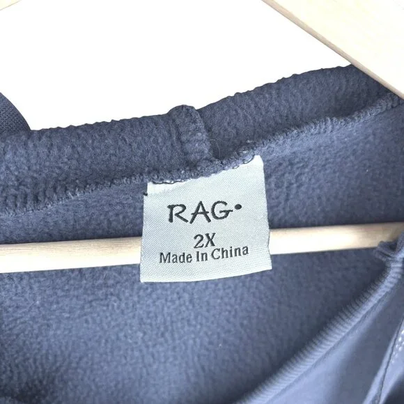 Blessed Navy Blue Hoodie With White Heart Elbow Patches & Kangaroo Pocket Polyes - Picture 2 of 8